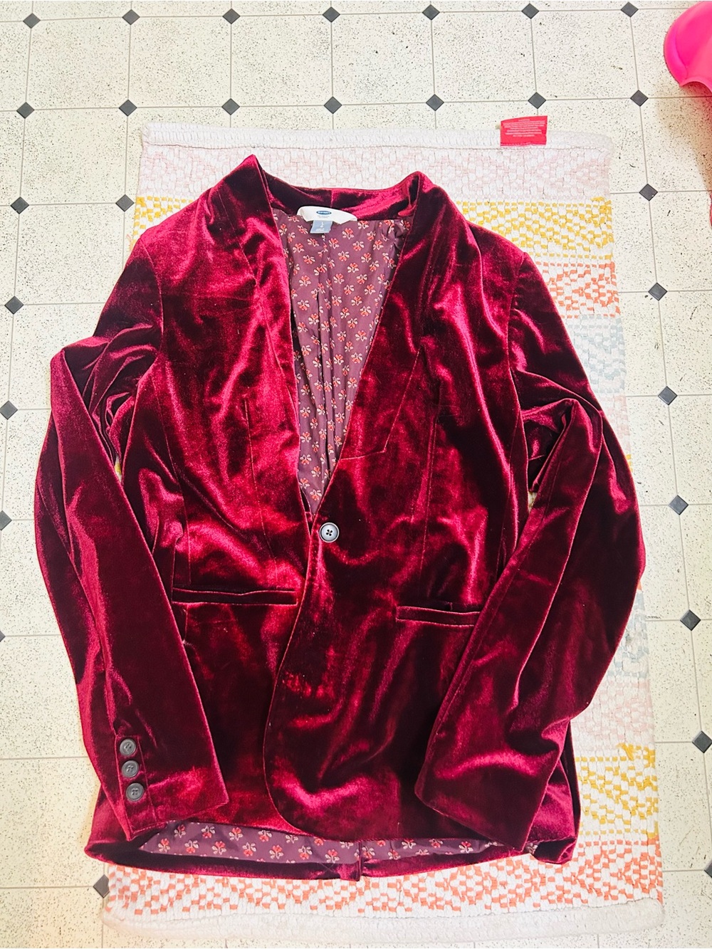 Old Navy Women's Velvet Blazer Jacket - Wine Red sz L